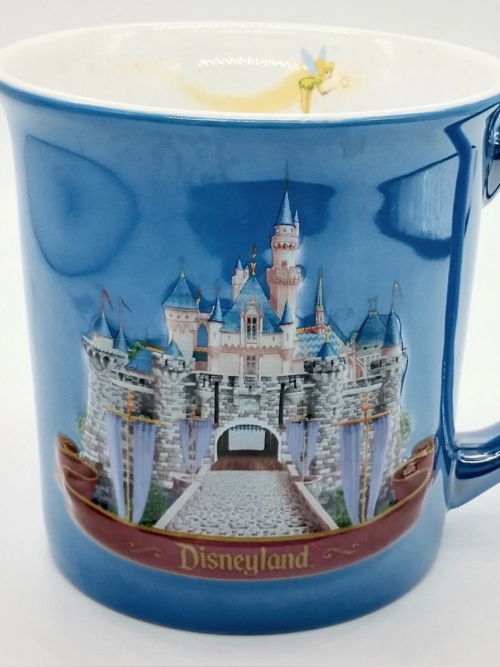 Disneyland 3D Sleeping Beauty Castle Tinker Bell Blue Coffee Mug Cup Vintage - Picture 6 of 12